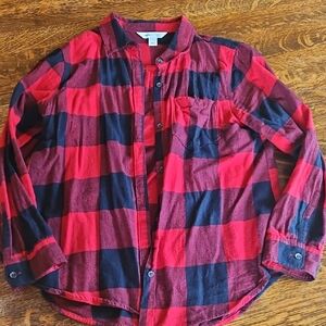 Old Navy Womens Red and Black Plaid Button-Down Shirt